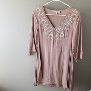 Embroidered 3/4 Sleeved Dress